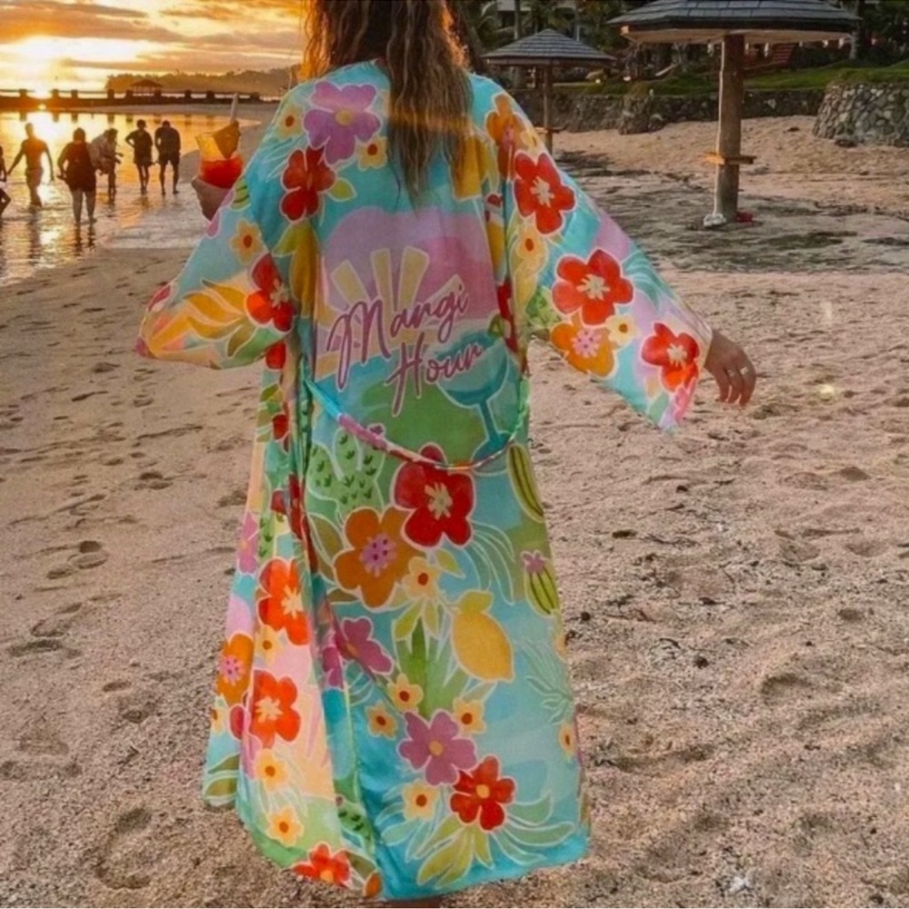 Spell x Free People Floral Tutti Fruitti Red Pink Floral Kimono CoverUp …